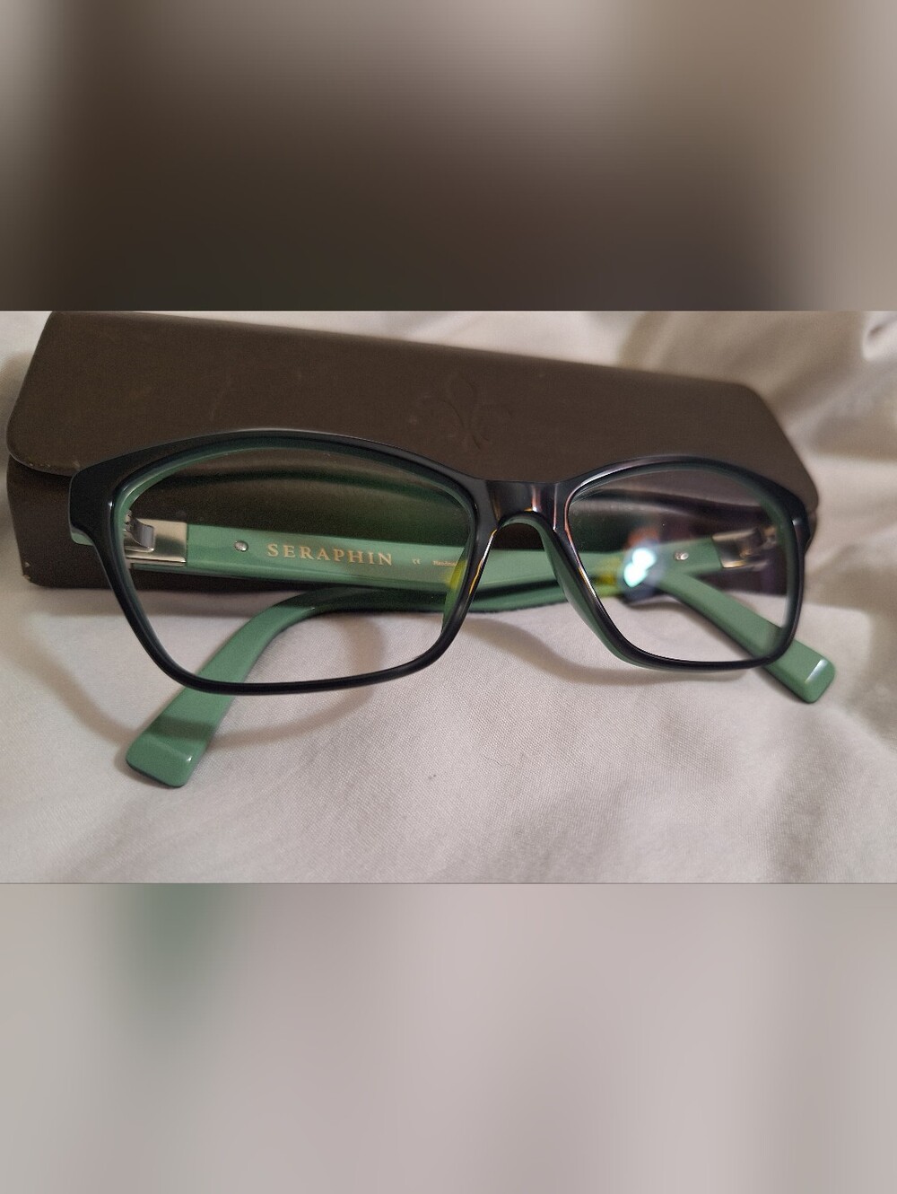 Seraphin Womens Two Tone Green Eyeglass Frame